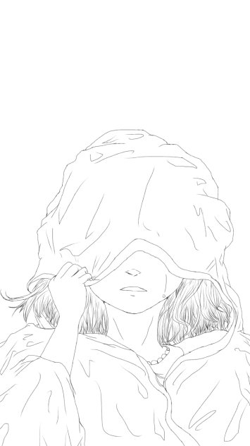 入道雲3b 線画｢少女｣
