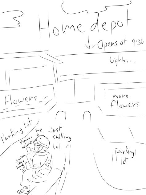 waiting in front of homedepot