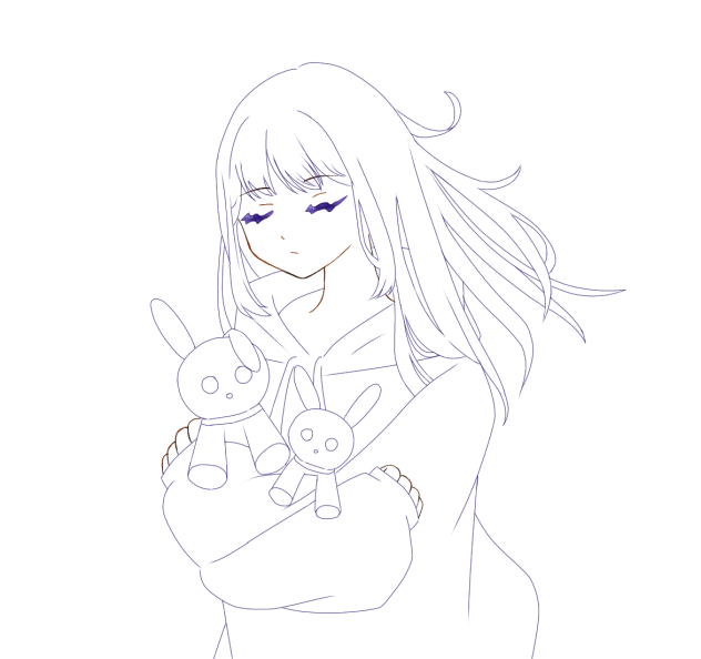 回る空うさぎ線画