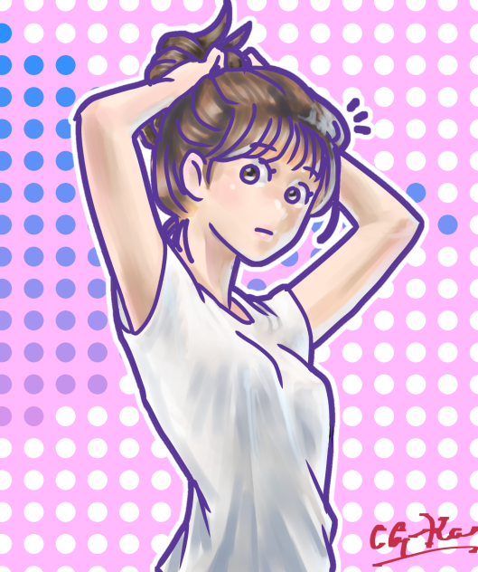 髪結びながら振り返る