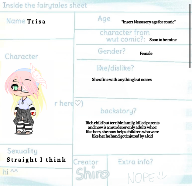 character sheet for Carissa - ibisPaint