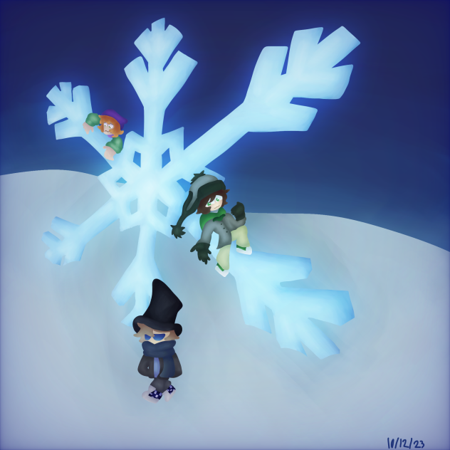 an oversized snowflake