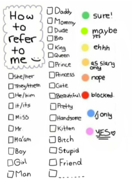 How you refer to me sheet