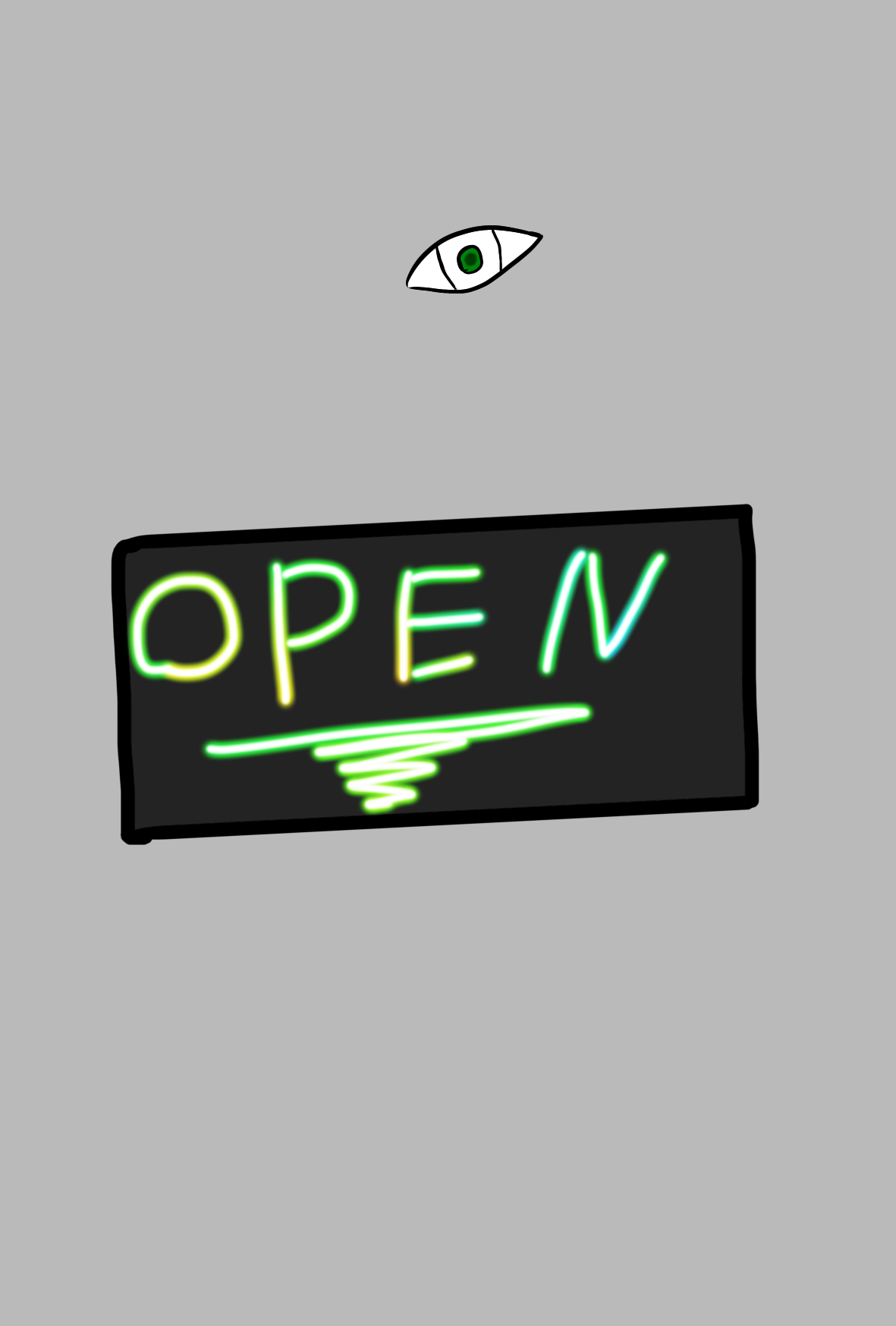 Open sign with eye ibisPaint