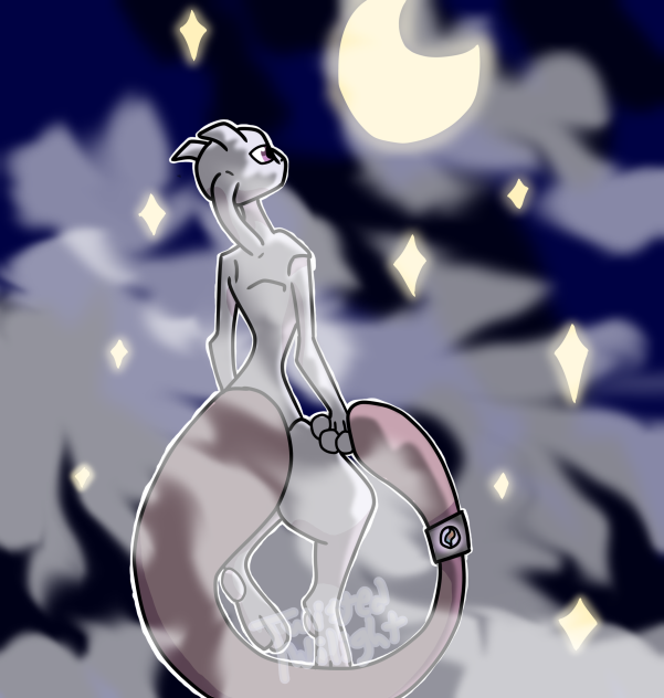 Mewtwo and the moon