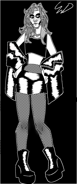 Ghoul drawing but he's a Goth Femboy