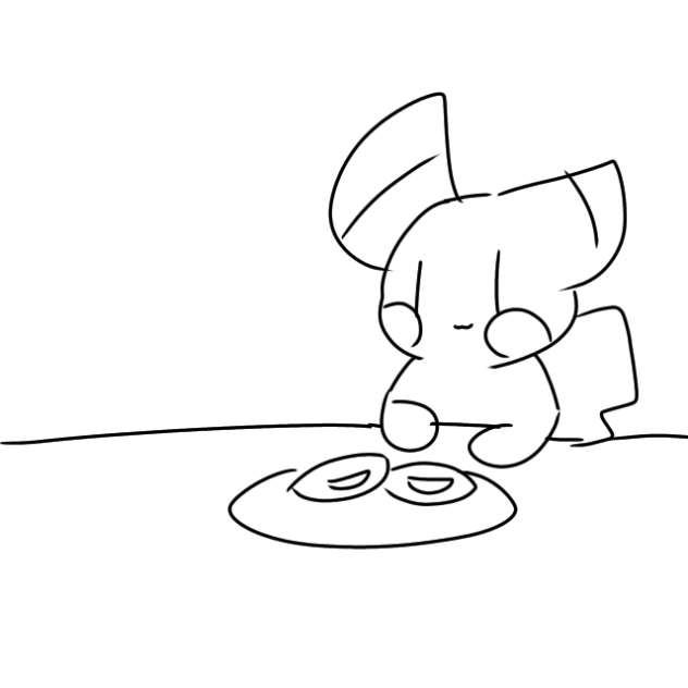 何かを食べるぴかちぅ