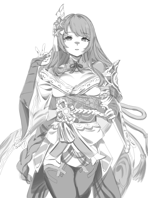 雷電将軍　(線画？)