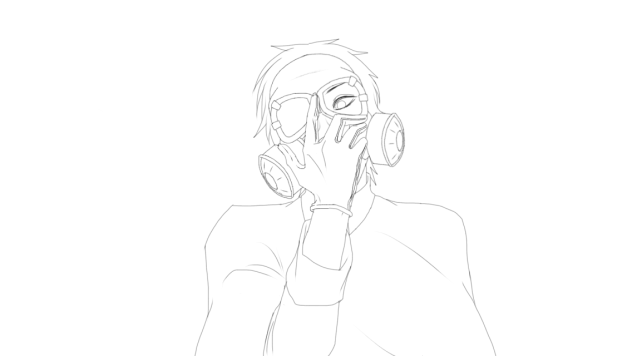 塗り絵ガスマスクさん