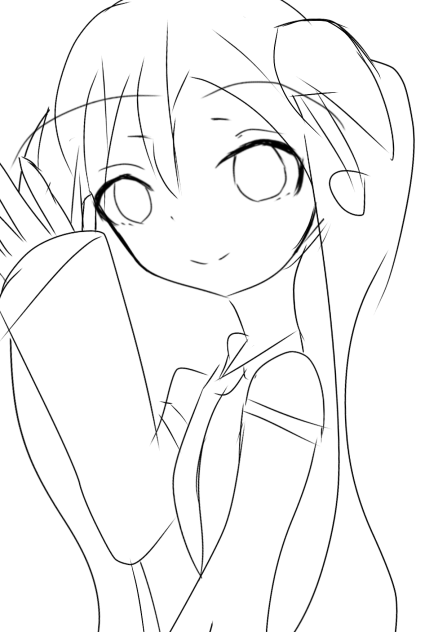 桜ミク線画