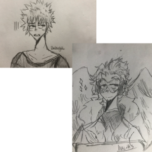 Bakugo and hawks sketches