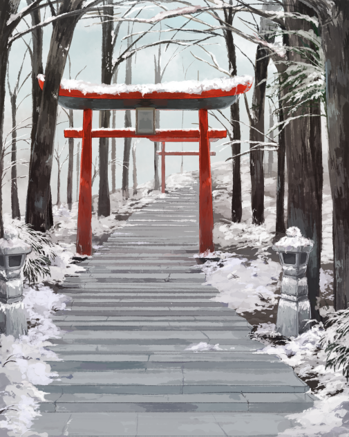 雪と鳥居