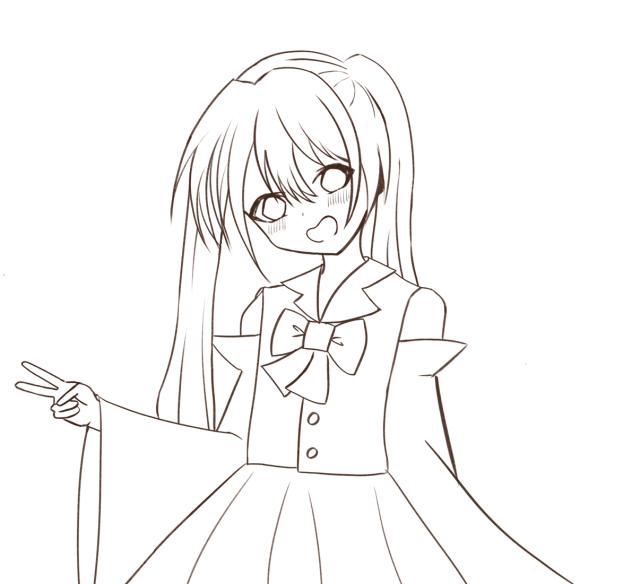 初音ミク(？)の線画