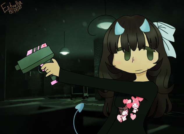 Cute girl with a gun