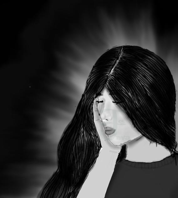 tired gurl in grayscale