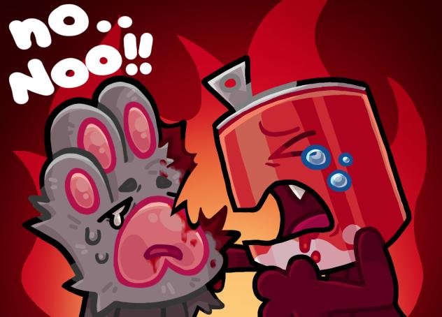 oh and there paw goes, bit blood warning