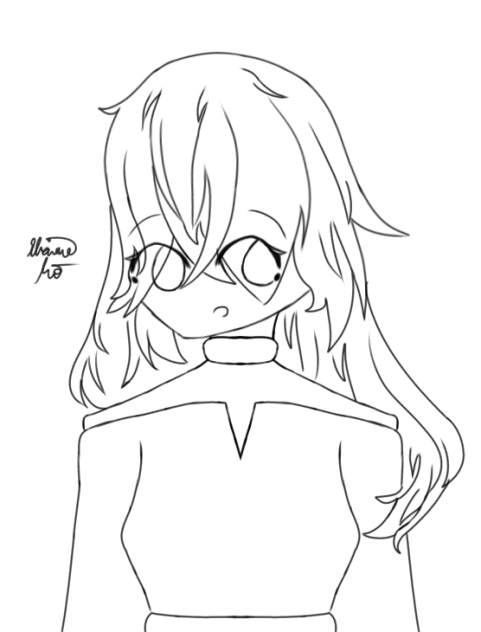 Girl with Wavy Hair Lineart
