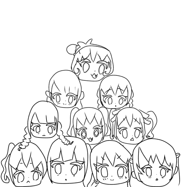 人間ピラミッド　ぬりえ