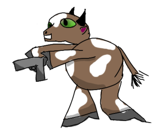 Cow with gun