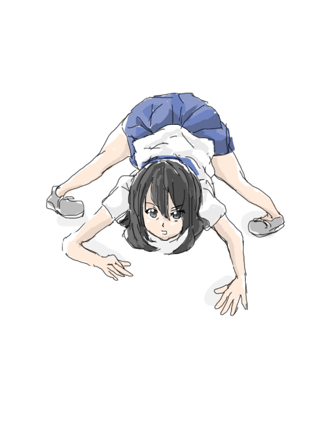 例のポーズする中学生