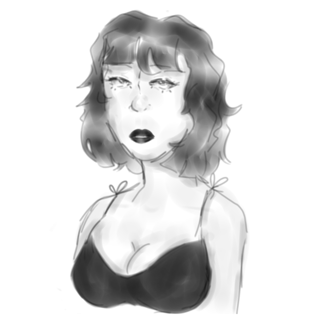 woman in black and white