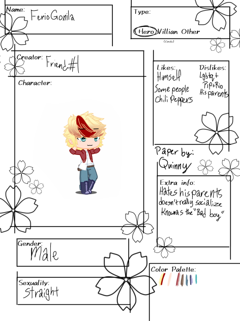 My friends character sheet