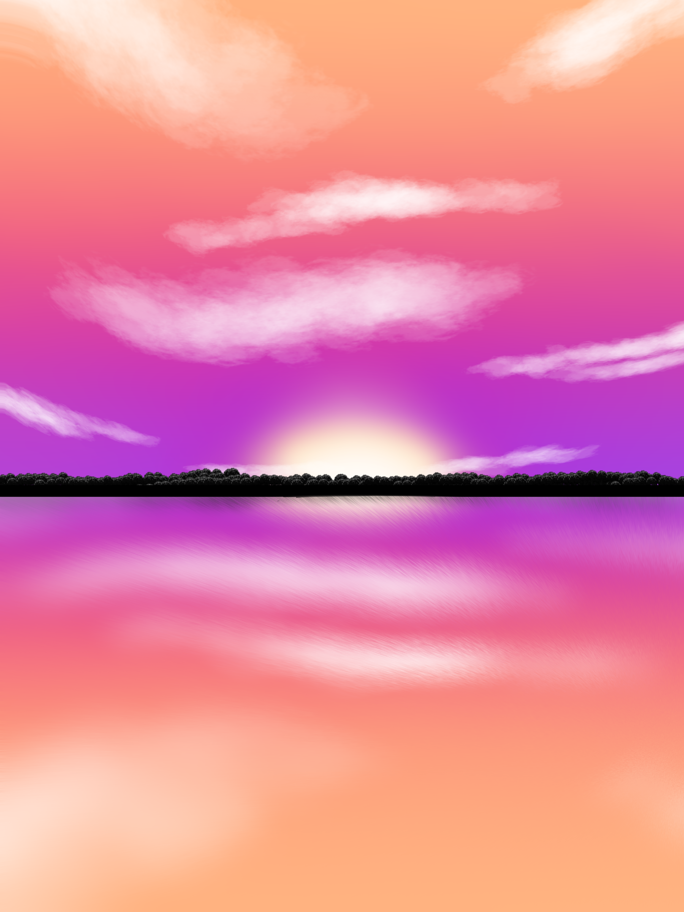 sunrise over lake - ibisPaint