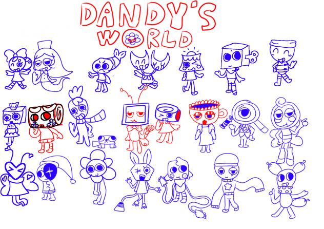 Dandy's world in my style all toons!!wip
