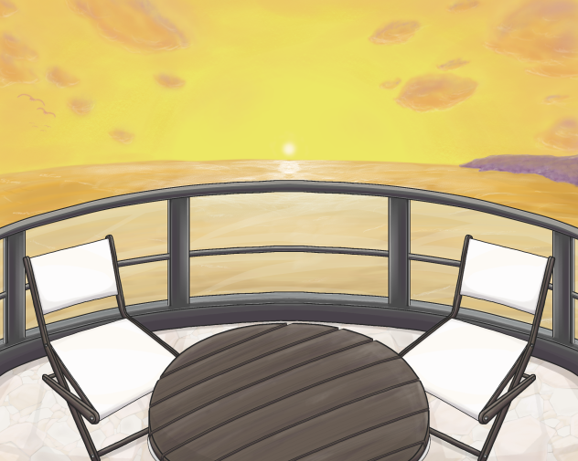 夕陽のテラス