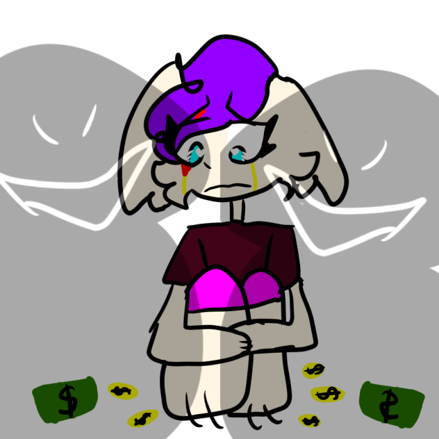 a girl who cry out money