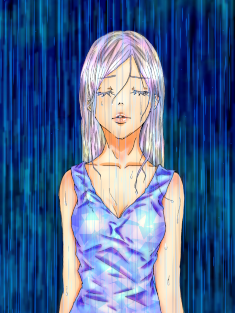 【線画】雨