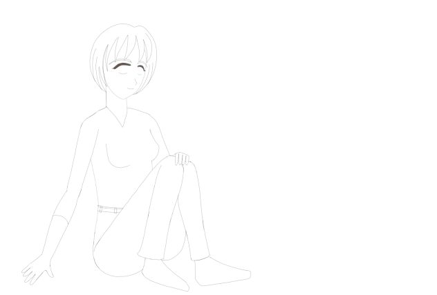そわり女性 線画
