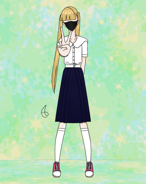 School Girl Wearing a Mask (Color)