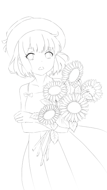 ぬりえ(向日葵)
