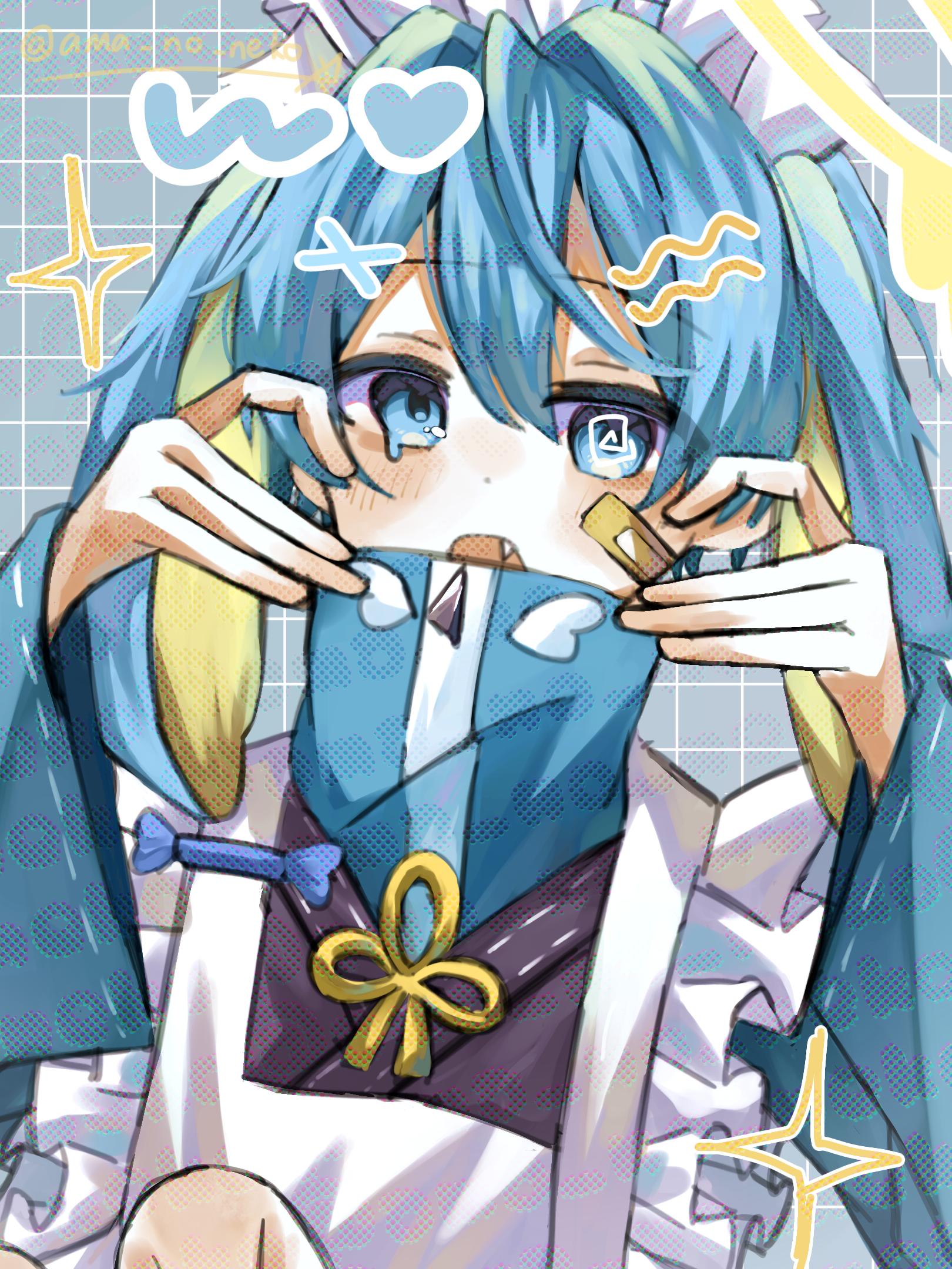 ま*ん様 青いベタさん イラスト ハンドメイド 🩵💛 - ibisPaint