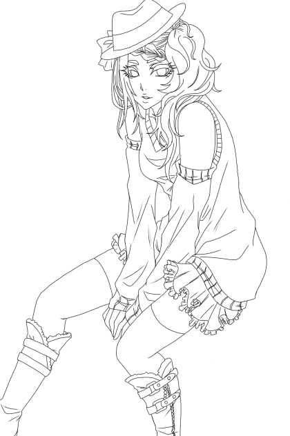 【線画】女の子