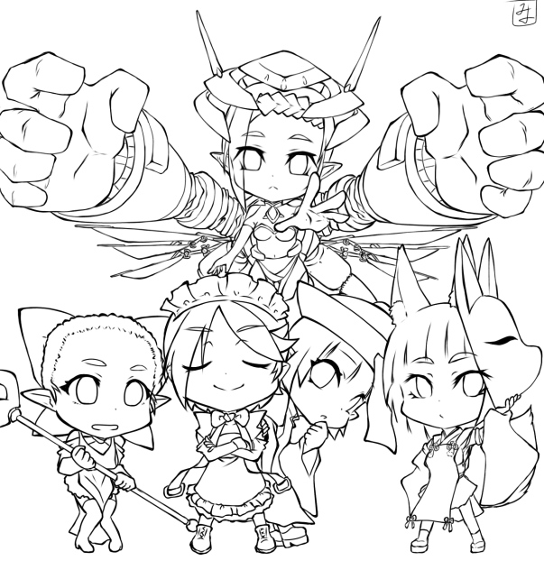 とんがり耳同盟（線画