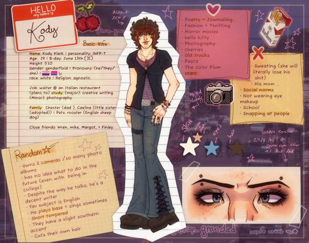 character sheet - Kody