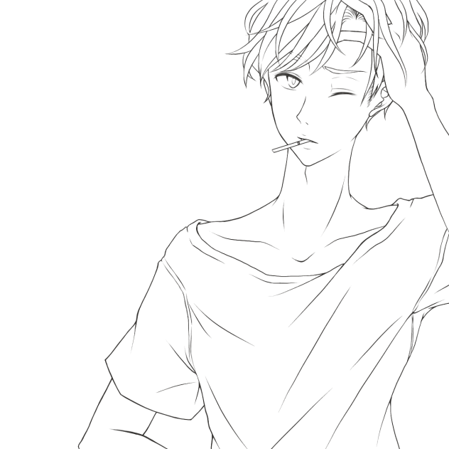 【線画】寝起き