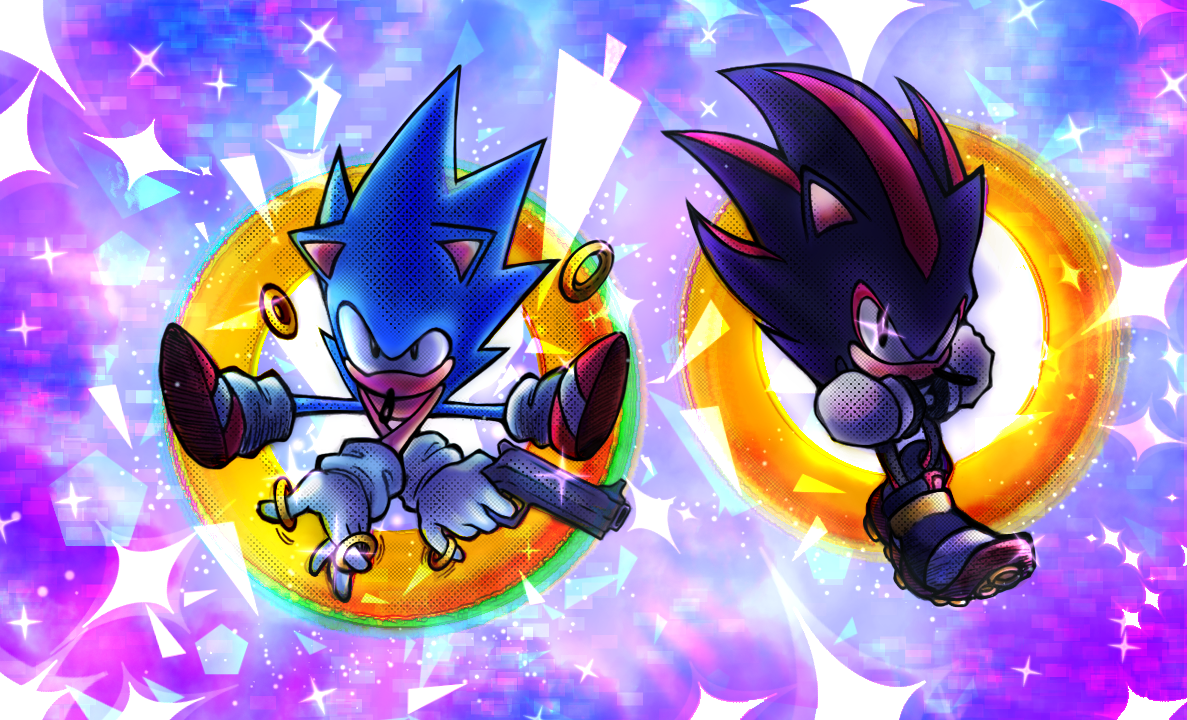 Classic Sonic and Classic Shadow - ibisPaint