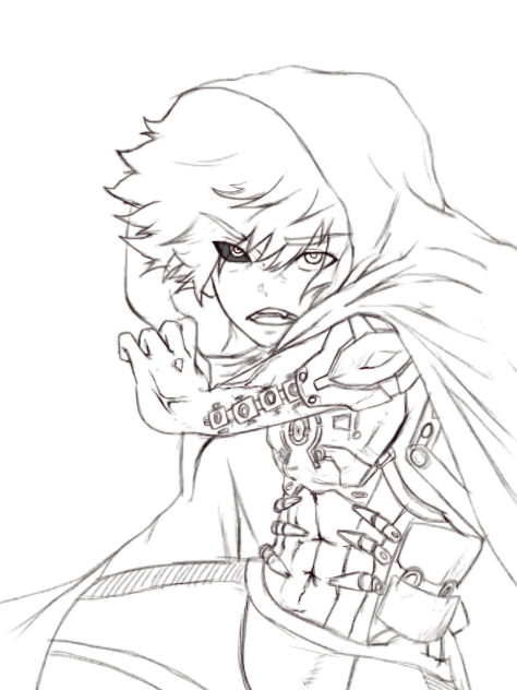 舞踏家半サイボーグ線画 かっこよく塗ってください