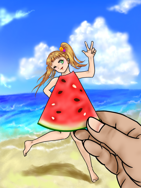 スイカドレス　描いてみた。