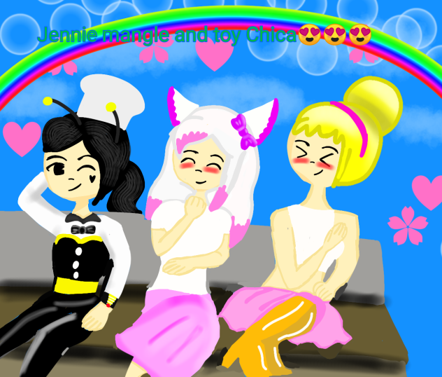 Jennie Mangle and Toy Chica(to drawing)
