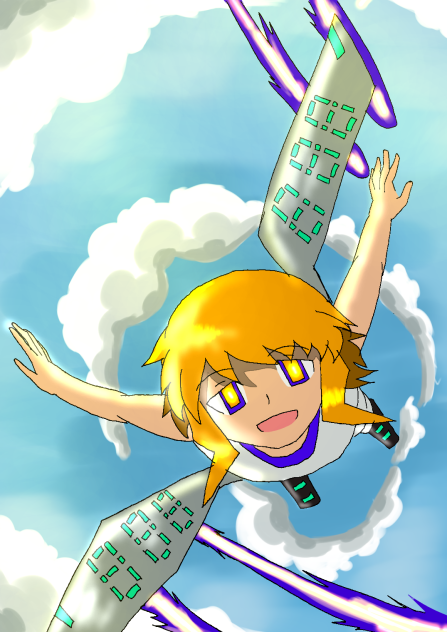 空を飛ぶ(自分の線画です)