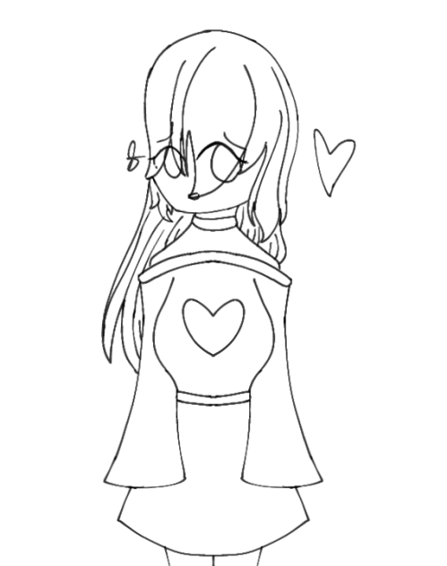 Beautiful Girl With a cute dress Lineart