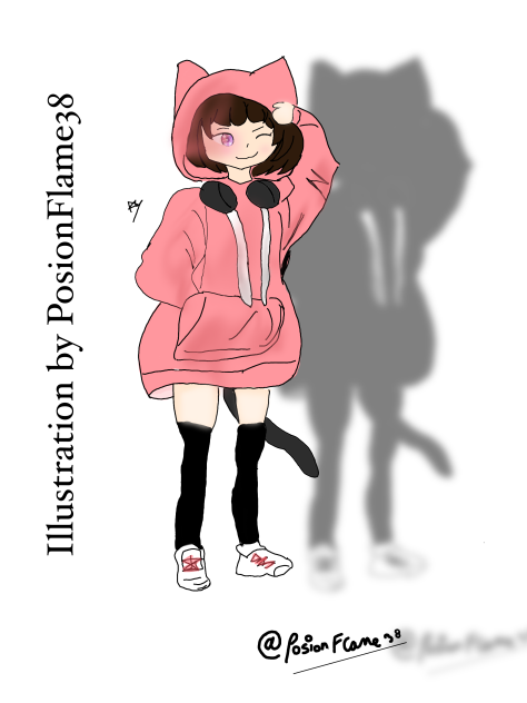 New pink cat girl oc