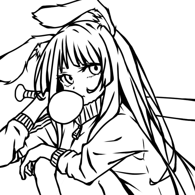 【線画】ウサギヒーロー