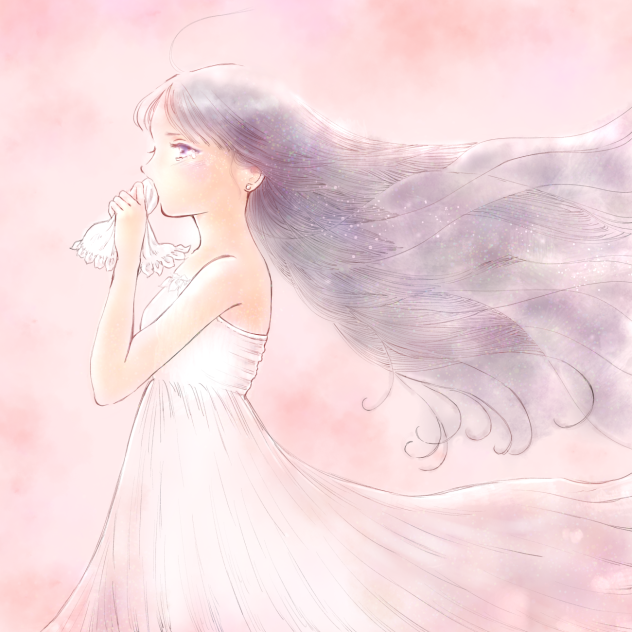泣いている白いワンピースの女の子。