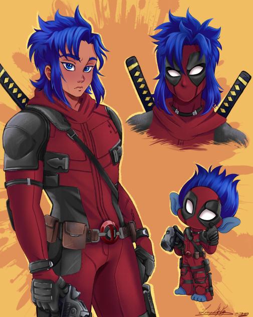 Branch Trolls× Deadpool fanart