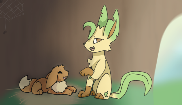 Leafeon adopting eevee